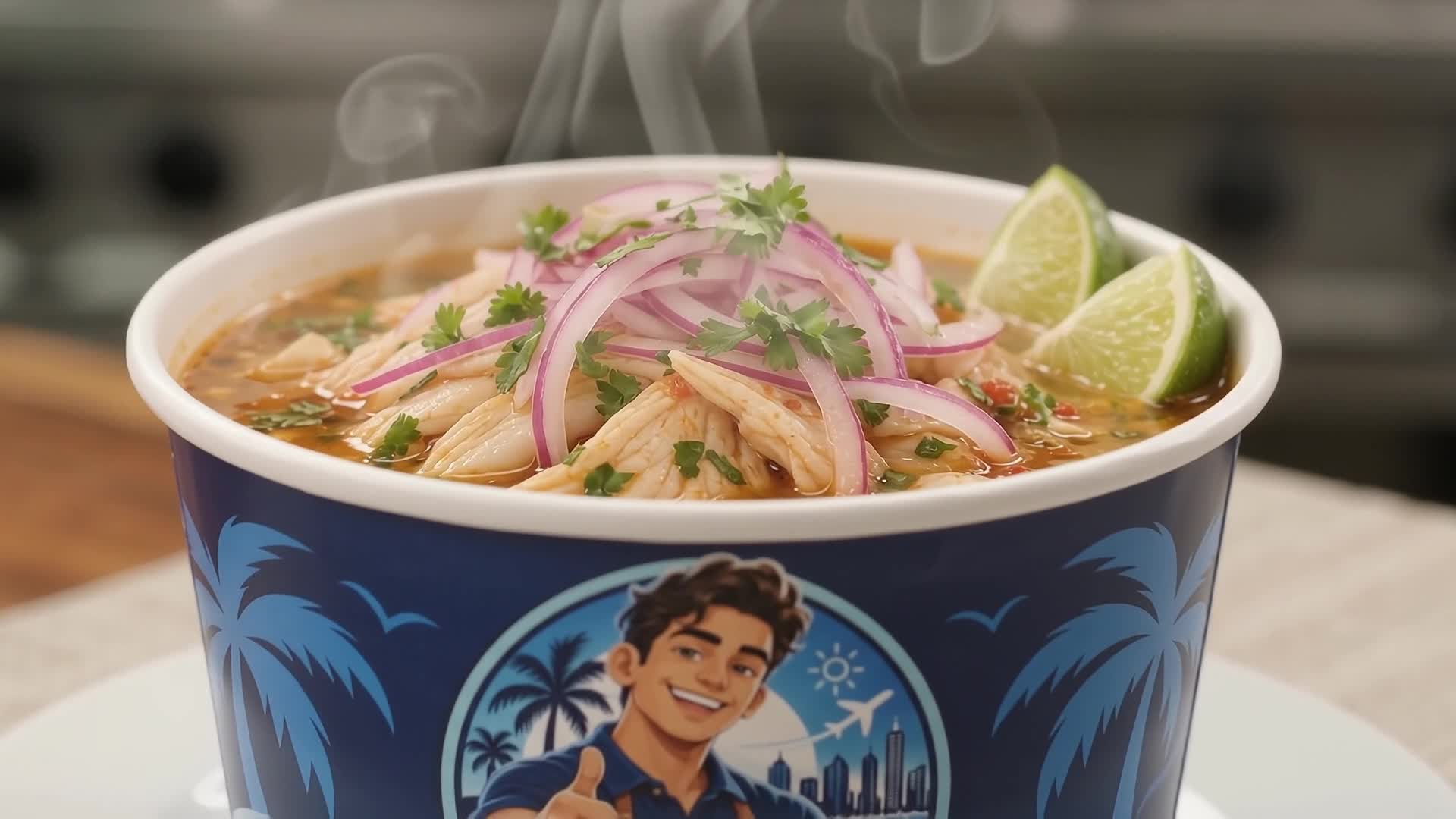 Encebollado del Primo con su identidad azul